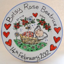 Hand Painted Plate for a New Baby Girl 2012