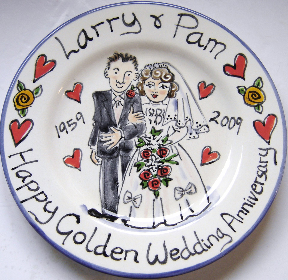 Weddings & Anniversary Plates - Kate Glanville Hand Painted Tiles