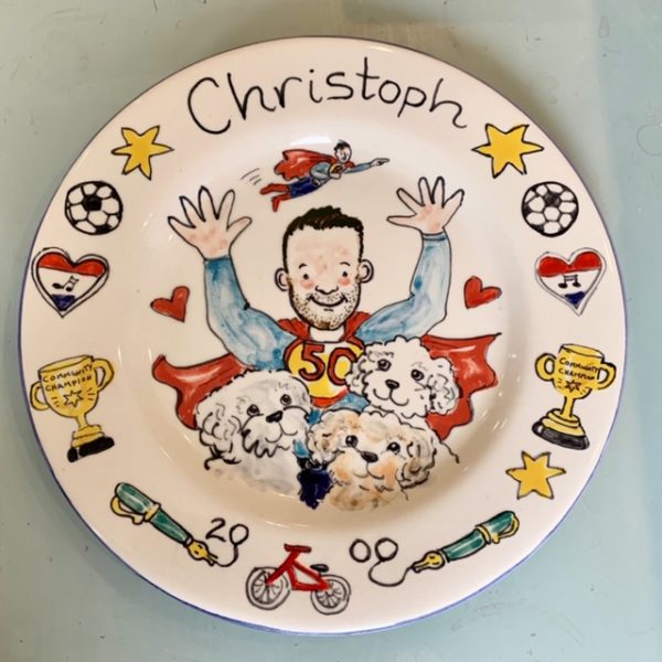 Hand painted plates for weddings, christenings, and births