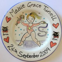 Hand painted plates for weddings, christenings, and births