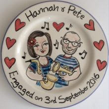 Hand painted plates for weddings, christenings, and births