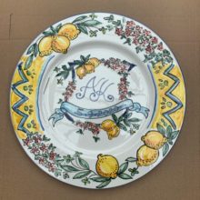 Hand plated anniversary date lemon plate
