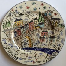 Hand painted plate with view of Llandeilo