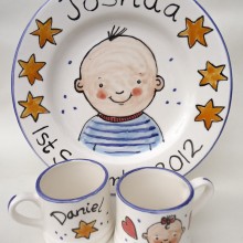 Personalised hand painted mugs and plates 2012